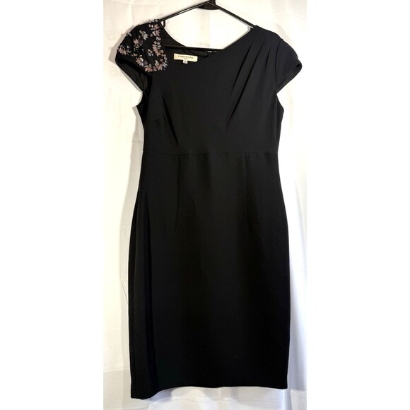 Evan-Picone Embellished One Shoulder Black Midi Dress Size 10 - Picture 1 of 12